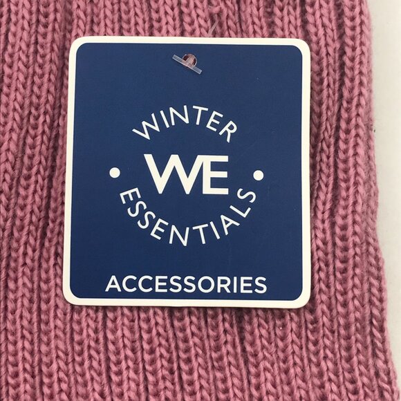 Winter Essentials Women's One Size Burgundy Stripes Knit Beanie Hat With Pom New - Picture 4 of 11